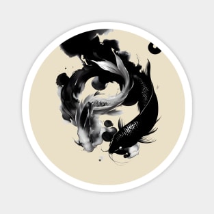 Koi fish Yin and Yang with Japanese ink Magnet